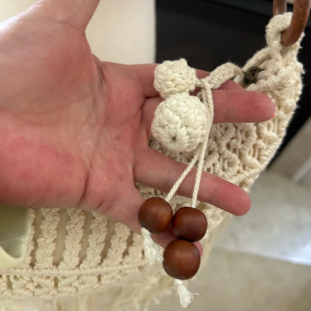 The Sak Bohemian Macrome Cream Fringe Shoulder Bag - Picture 6 of 15